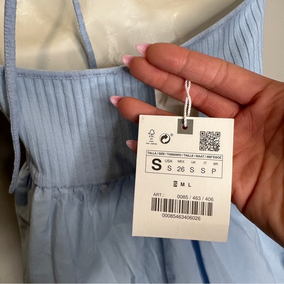 SOLD New! ZARA COMBINATION DRESS in Blue Size Small - Picture 7 of 13
